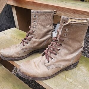 Frye Tan Leather Lace-Up Boots